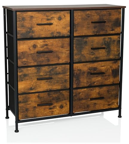 hjh LIVING Kommode mit 8 Schubladen, 80x30x82 cm, Räuchereiche | Regalsystem, Sideboard, Für Wohnzimmer Schlafzimmer Flur