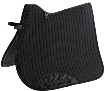 Merauno ® Englische Sprungschabracke für Pferde, GP Universal, weich, strapazierfähig, Premium-Qualität, Baumwolle, klassische Springschabracke, atmungsaktiv, pflegeleicht, vielseitig, schwarz VSS