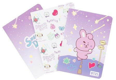Grupo Erik 3er Pack BT21 The Journey Cooky Notizbücher A6 - Notizbuch klein - 1 Notizbuch Liniert, 1 Dotted und 1 Blanko - Notizblock Tagebuch Heft A6 - Kawaii Schulsachen Geschenke