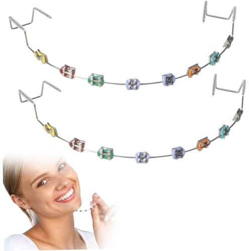 Wedhapy 2 brackets con clip seguros coloridos de acero inoxidable modernos con alambres metálicos y ligaduras de ortodoncia.