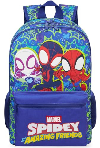 Get Trend Marvel Spidey Großer Rucksack Kinder & Teenager 46x32x16cm, Schulrucksack Ergonomisch & Gepolstert Schule Sport Freizeit (Blau)