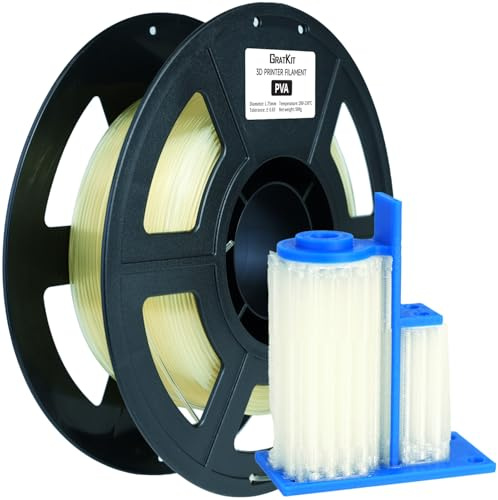 GratKit PVA 3D Drucker Filament 1.75mm, 0.5kg Wasserlösliches Stützmaterial | Kompatibel mit PLA/PETG/TPU/Nylon, Hohe Haftung, Unterstützungs Material für 3D Drucker