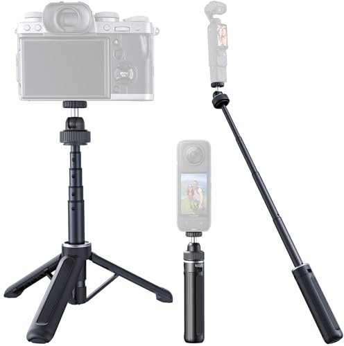 llano 16 Mini Tripod with 1/4'' Screw for DJI Pocket 4 and Compact Camera | For DJI Osmo Pocket 4/3, Insta360 X5 X4 X3, Luna Ultra, Gopro Hero13/12, Small Selfie Stick and Handle Grip, 360° Ball Head