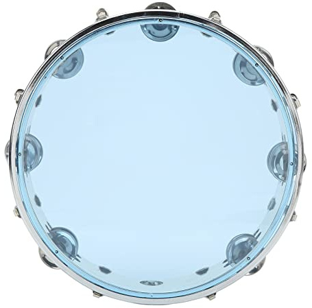 SPYMINNPOO Handtrommel mit Einstellbarem Ton, 10-Zoll-Handtrommel, Doppelte ABS-Glocke für Live-Show, Karaoke, ABS-Metall (BLUE)
