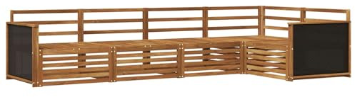 vidaXL Outdoor-Sofagarnitur 5 pcs Natur 323 x 164,5 x 73 cm, Patio Lounge, modernes Sofa für draußen, wetterfestes Gartenmöbel, bequemes Terrassen-Set