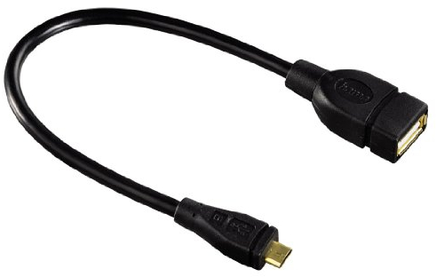 Hama OTG USB Adapter-Kabel (microUSB-Stecker auf USB-Buchse) für Smartphones und Tablets, vergoldet, 0,15 m, schwarz
