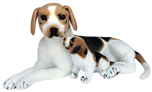 Wagner 1006 - Plüschtier Hund Beagle mit Welpe - liegend - 85 cm Gross