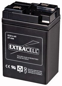EXTRACELL Batteria al Piombo Ricaricabile SIGILLATA 6 Volt 4,0 Ah SCANALATURA