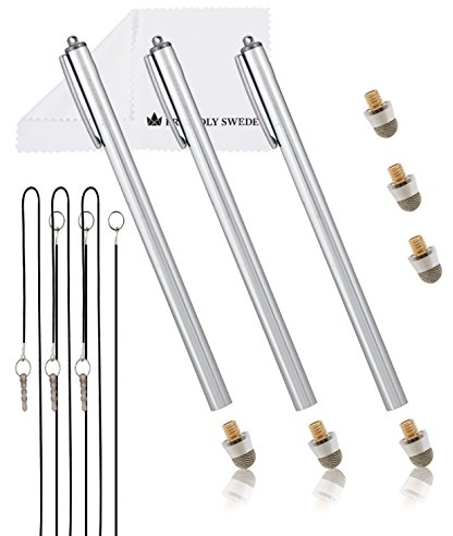 The Friendly Swede Extra Langer Stylus Pen Eingabestift mit austauschbarer Microfaserspitze, 18,5 cm - 3 kapazitiven Premium XXL Mikrofaser Stylus Eingabestifte