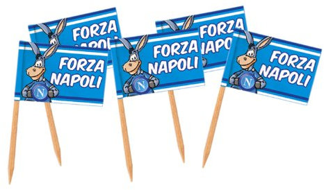 50 bandierine aperitivo per festa FORZA NAPOLI - Licenza Ufficiale SSC Napoli 66032