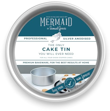Mermaid Silver Anodised Aluminium Round Loose Based Cake Tin Made in England (12)