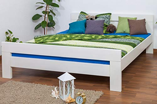 Doppelbett Easy Premium Line K6, 180 x 200 cm Buche Vollholz massiv weiß lackiert