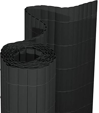 jarolift Premium Canisse en PVC Brise Vue pour Jardin Balcon Et Terrasse Clôture De Protection Visuelle Cache-clôture, 80 x 800 cm (1x 3m + 1x 5m Longueur) Gris