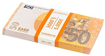 Cashbricks 100 x €50 Euro Soldi per Giocare (Dimensioni Reali)