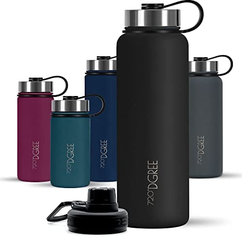 720°DGREE Edelstahl Trinkflasche 950ml “noLimit” - Auslaufsicher, Kohlensäure geeignet, BPA-Frei - Thermosflasche, Isolierflasche mit Schraubverschluss für Sport, Fitness, Outdoor +Gratis Sportdeckel