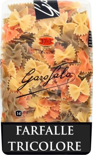Garofalo Farfalle Tricolore Italian Dried Pasta, with Spinach and Tomato, 500g (Pack of 1)