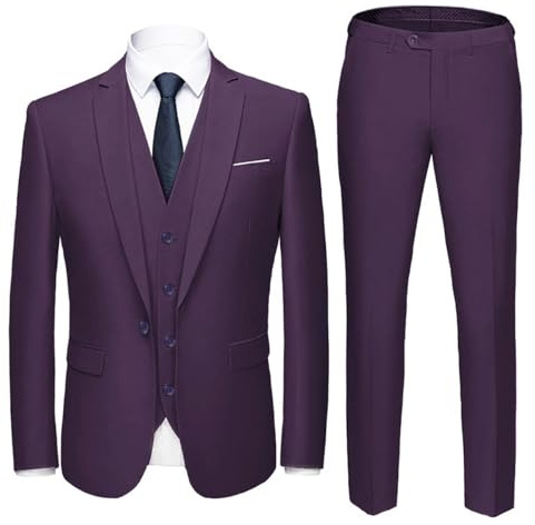 YOUTHUP Abito Uomo 3 Pezzi Slim Fit Blazer Panciotto Pantaloni | Completo in tessuto confortevole ed elastico. Perfetto per cerimonie, lavoro e occasioni speciali