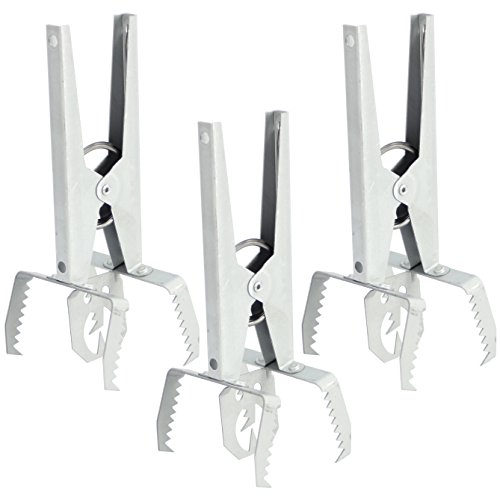 com-four® 3X Wühlmausfalle mit Stellplättchen, Wühlmaus-Zangenfalle aus verzinktem Blech, ca. 18,5 cm (03 Stück - Zange+Köderblech)