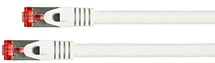 PYTHON Cat.6 RJ45 Ethernet LAN Patchkabel mit Rastnasenschutz und Nylongeflecht, S/FTP, PiMF, PVC, 250MHz, OFC, Gigabit-fähig (10/100/1000-Base-T Ethernet Netzwerke) - weiß, 3 m