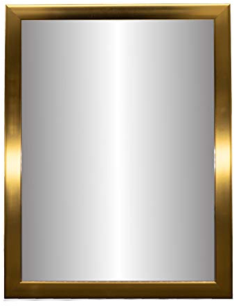 DRULINE Wandspiegel - Badspiegel - Dekospiegel - Flurspiegel - Spiegel matt Gold 30x40 cm - Hoch-/Querformat - Kosmetikspiegel für Gäste WC, Bad & Garderobe - Luxusspiegel mit edlem Design