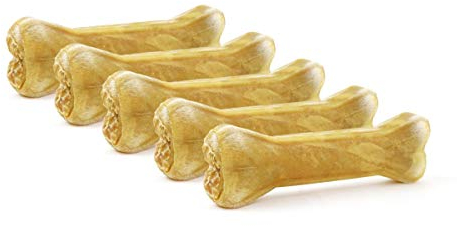 DOGBOSS 100% Natur Kauknochen Hundeknochen, Rinderhaut mit Hähnchen, 5 Stück 17 cm