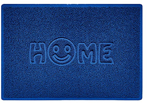 Nicoman SMILEY FACE Embossed Shape Door Mat Dirt-Trapper Washable Barrier Doormat-(Use Indoor or Sheltered Outdoor)-(90x60cm/3x2ft,Large) Blue