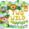 Dschungel Geburtstags Dekorations Junge, Safari Tiere Luftballons Garland Arch Kit, TWO WILD & Happy Birthday Banner für Kinder 2. Geburtstagsfeier Zubehör