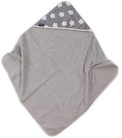 Puckdaddy Finja | Sterne-Motiv | Kapuzenhandtuch 80x78 cm | 100% Baumwolle & Frottee | Oeko-Tex geprüft | Kinder Badehandtuch mit Kapuze | Weicher und saugfähiger Bademantel für Jungen und Mädchen