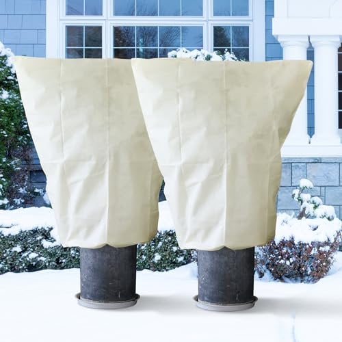 Pflanzen Winterschutz Frostschutz for Kübelpflanzen: 2 set 70g/m² 120x180cm überwinterungszelt Pflanzenschutz mit Reißverschluss für Olivenbaum Palmen Reißfest Atmungsaktiv Waschbar UV Stabil Beige