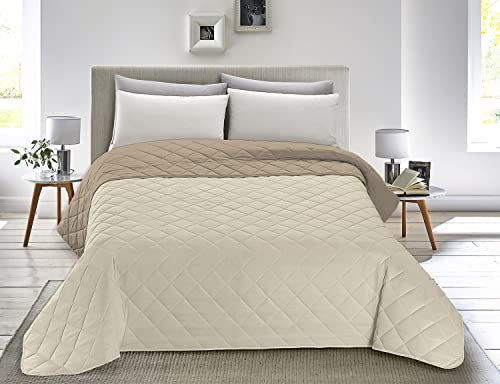 Banzaii Trapuntino, Copriletto Primaverile Estivo Matrimoniale 250x260 Panna/Sabbia Made in Italy