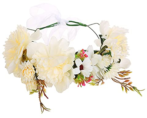 YAZILIND Böhmischer Blumenkranz Kopfschmuck Hochzeit Braut Stirnband Blumen Garlamd Haarschmuck(#1)
