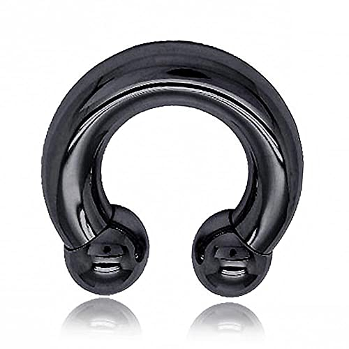 viva-adorno Hufeisen Piercing Intimpiercing Nasenring CBB Horseshoe Chirurgenstahl 316L XXL dick Z427, 10 x 16 x 14mm / Schwarz