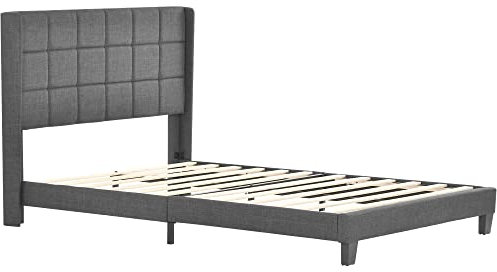 Moimhear Modernes Design Polsterbett 140 x 200cm, Mit seinem gepolstertes Kopfteil Doppelbett (140 x 200cm, Grau)