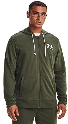 Under Armour Rival Terry Full Zip Top in Pile, (390) Marine Od Green/Onice White, M Uomo