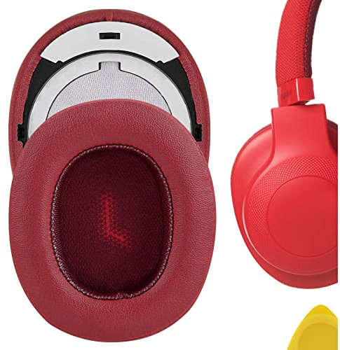 Geekria QuickFit - Almohadillas de repuesto de cuero proteico para auriculares JBL E55BT, almohadillas para auriculares, almohadillas para auriculares, piezas de reparación (rojo)