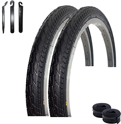 2 x Roverstone HY 156 20 Fahrradreifen Fahrradmantel Schwarz 47-406 (20 x 1,75) + 2 Schläuche AV inkl. Reifenheber