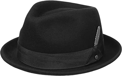 Stetson Vencaster Player Wollhut - Einfarbiger Hut aus 100% Wollfilz - Wasserabweisender Filzhut - Herbst/Winter - Unisex schwarz M (56-57 cm)