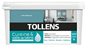 Tollens Peinture Cuisine Et Salle De Bain - Ultra Résistante Pour Murs, Boiseries, Radiateurs - Vert Emerau - 2L = 24m2