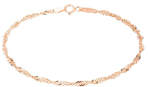 Ardeo Aurum Damen Armband aus 375 Gold Roségold Singapurkette 2,3 mm Breite und 19 cm Länge mit Federringverschluss