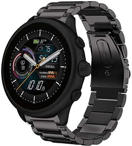 Blueshaweu Bracelet Compatible with Fossil Gen 6 Wellness, Classic Stainless Steel Watch Strap for Fossil Gen 6 44 mm Wellness Smart Watch