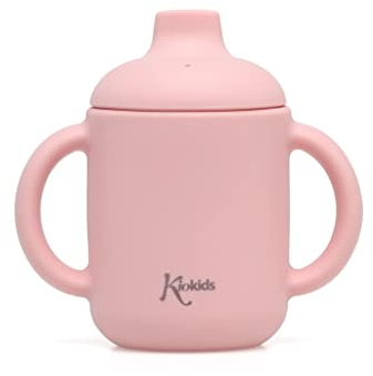 Kiokids Taza De Silicona Rosa Con Asas