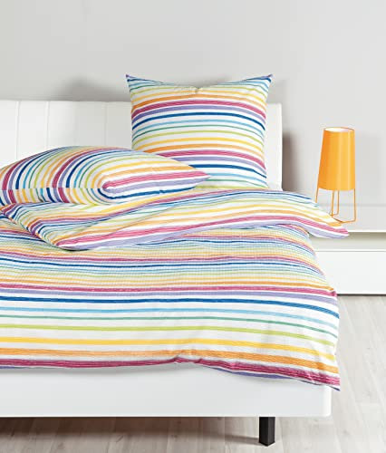 Janine Bettwäsche Seersucker Tango 155x200 + 80x80 cm Multicolor