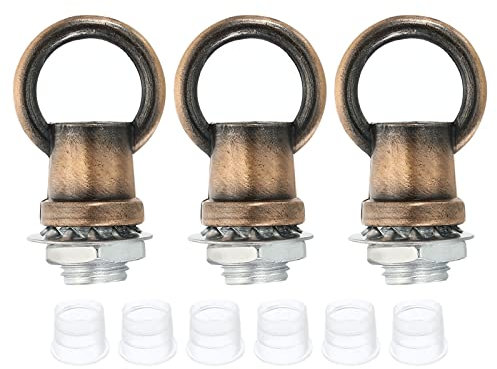 PATIKIL 8kg Máx Carga 14mm ID M10 Rosca Elevación Ojo Tuerca, 3 Juego Hembra Lazo Soporte Gancho Anillo Forma Luz Accesorio para Colgante Lámpara Candelabro, Rojo Bronce