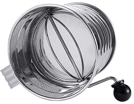 SHOWERORO Flour Sieve Crank Manual Crank Sifter Flour Sifter for Baking Tool with Scale Flour Sifter Hand Crank