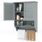 GIANTEX Hängeschrank Bad, Badezimmerschrank hängend Holz 3 Ablagefach, Badschrank mit Handtuchhalter & verstellbarem Einlegeboden, Wandschrank mit Jalousie Tür, Badhängeschrank 60x22x75 cm (Grau)