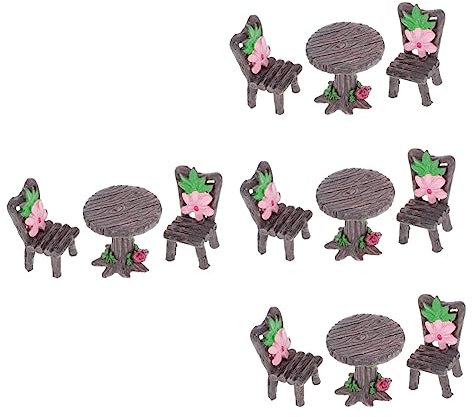 Toyvian 8sätze Miniatur Gartenmöbel Teiliges Resin Möbel Für Feengarten Mini Haus Dekoration Stuhl Und Tisch Für Moos Landschaften Balkon Und Garten Deko
