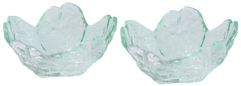 soulnioi Glass Dipping Bowls, Japanese Cherry Blossom Seasoning Dishes, Mini Crystal Dessert Bowls Sakura Serving Dishes with Spoons for Ice Cream Snack Dips Sushi, Set of 2 - Green