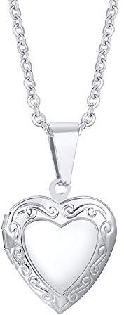 Cupimatch Herz Medaillon zum Öffnen: Foto Anhänger Bilder Kette Damen Amulett Halskette mit 50cm Kette Silber
