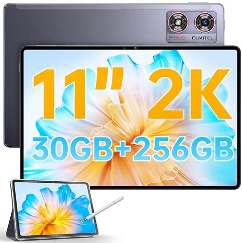OUKITEL OT8 Gaming Tablet 11 Zoll, 30GB+256GB Android 14 Tablet mit Stift, 2K Bildschirm,8800mAh/18W, 13MP+8MP, TÜV | GPS | OTG | Widevine L1, Schwarz