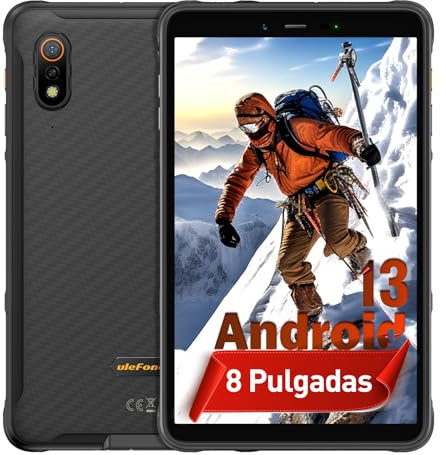 Ulefone Armor Pad Lite Tablet 8 Pulgadas Tablet Rugerizada Android 13, 7650 mAh, 6GB+32GB Octa-Core Estudiantes Tablet, 500nits/Widevine L3/5G WiFi,Face ID/BT 5.2/GMS/OTG/GPS/NFC Tablet, Negro